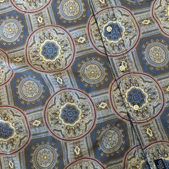 Vintage Retro 90s Duckhead Long Sleeve Geometric Pattern Button Up Shirt Size XL - Picture 8 of 10